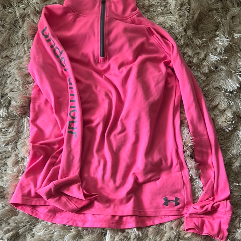 Under Armour Pink Zippered Fitted Long Sleeve Hoodie